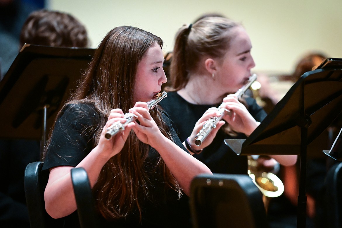 Freshman and sophomore members of the Flathead Concert Band perform at the District Music Festival held at Glacier High School on Friday, April 11. (Casey Kreider/Daily Inter Lake)