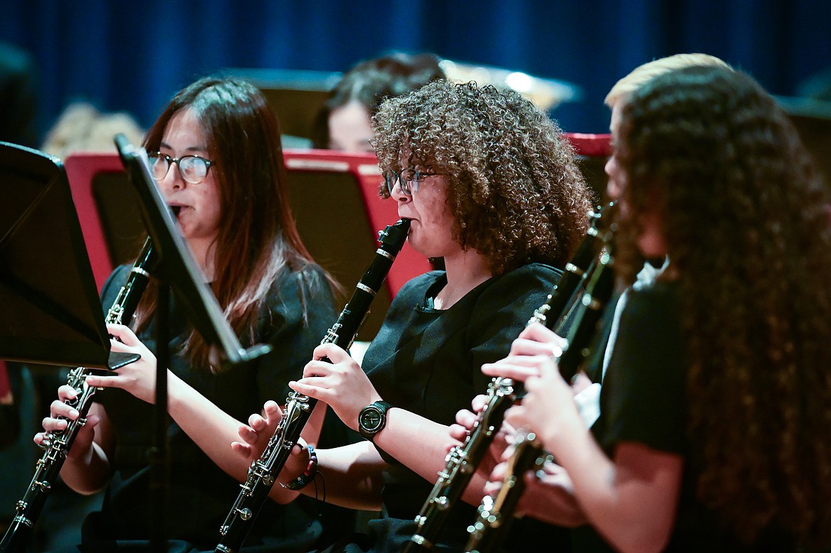 Freshman members of the Glacier Varsity Band perform at the District Music Festival held at Glacier High School on Friday, April 11. (Casey Kreider/Daily Inter Lake)