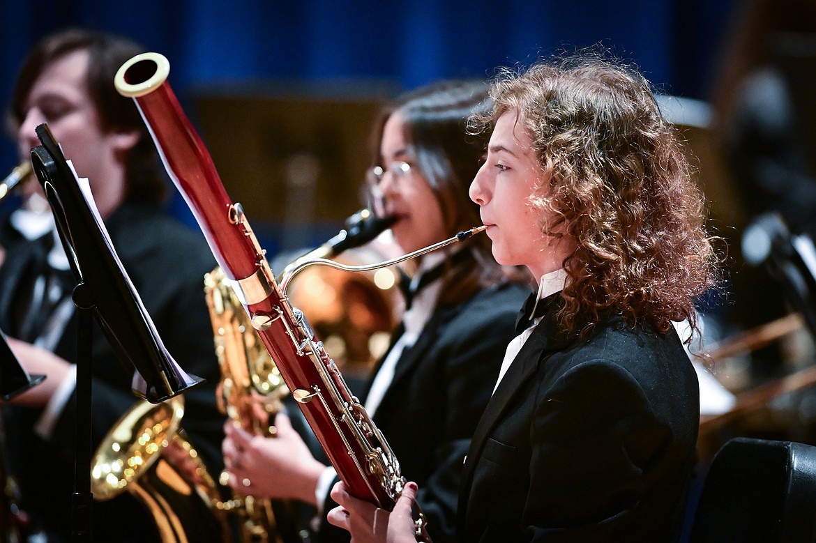 Freshman and sophomore members of the Flathead Concert Band perform at the District Music Festival held at Glacier High School on Friday, April 11. (Casey Kreider/Daily Inter Lake)