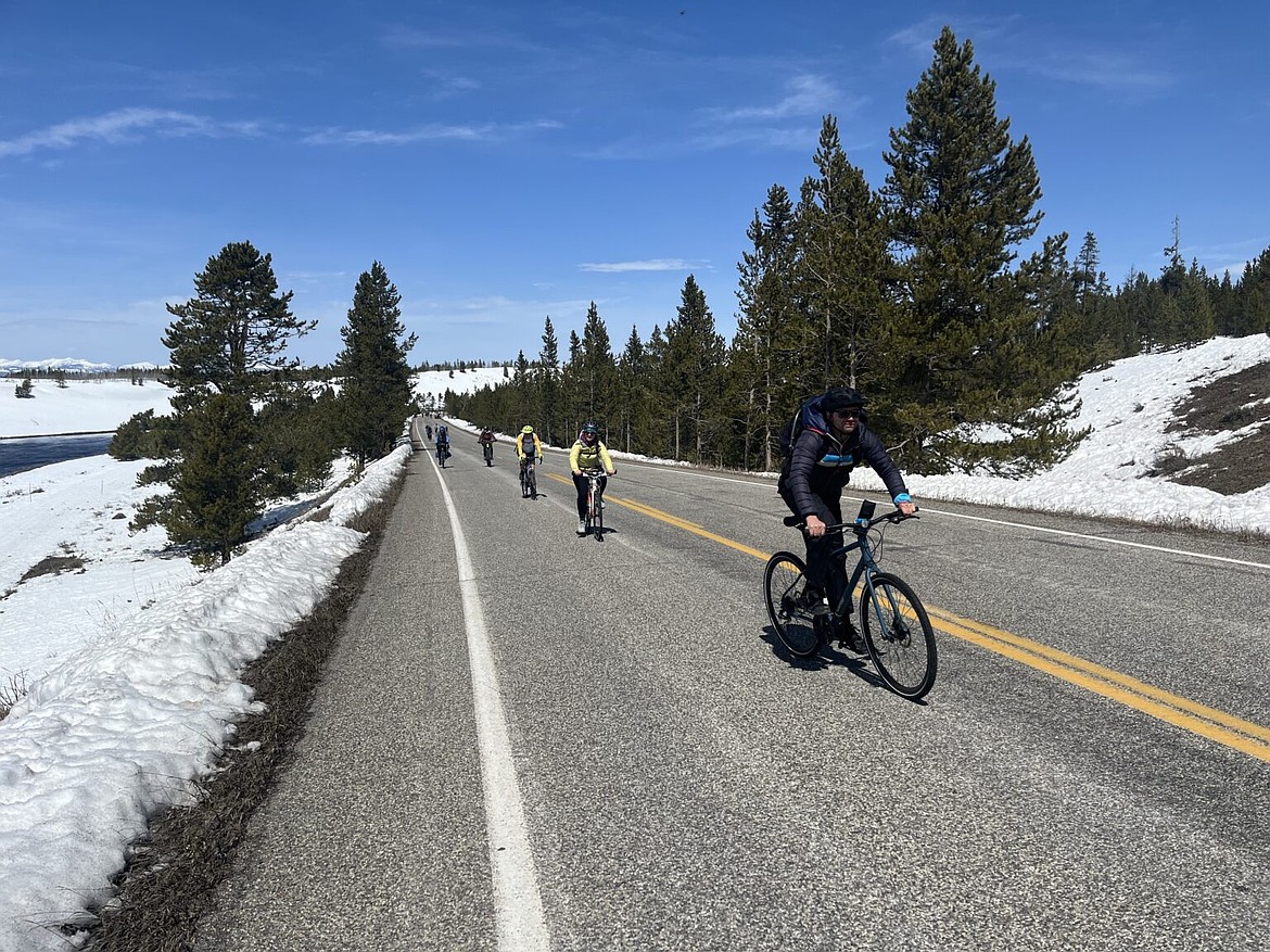 Yellowstone National Park officials open some of the main roads to bicyclists each spring shortly before they open the roads to cars. (Clark Corbin/Idaho Capital Sun)