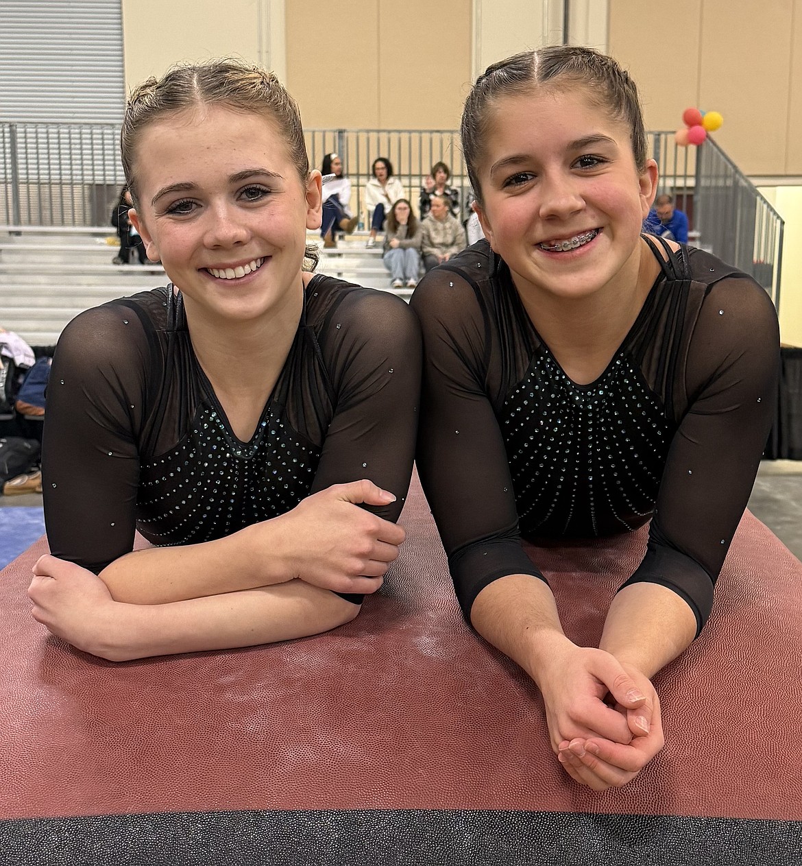 Courtesy photo
Avant Coeur Gymnastics Level 9s at the Region 2 Championships in Vancouver, Wash., competing against Level 9s from five other states. Both girls qualified on to Western Nationals in Fargo, N.D., where they will compete against Level 9s from all over the Western United States. From left are Claire Traub and Lexie Gersdorf.