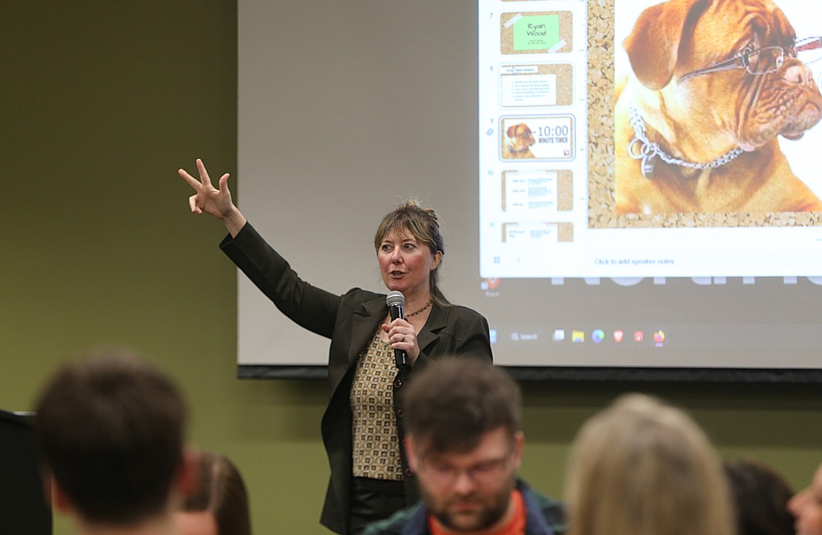 April Niemela, secondary program coordinator for Lewis-Clark State College, speaks to attendees Friday during the Future Educator Conference at North Idaho College.