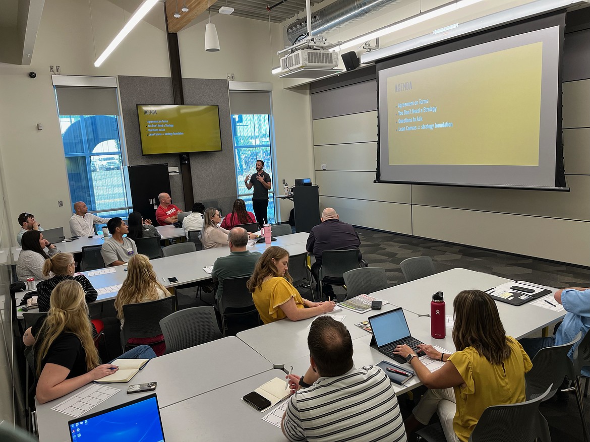 Josh King of Tinderbox Marketing leads a marketing workshop.