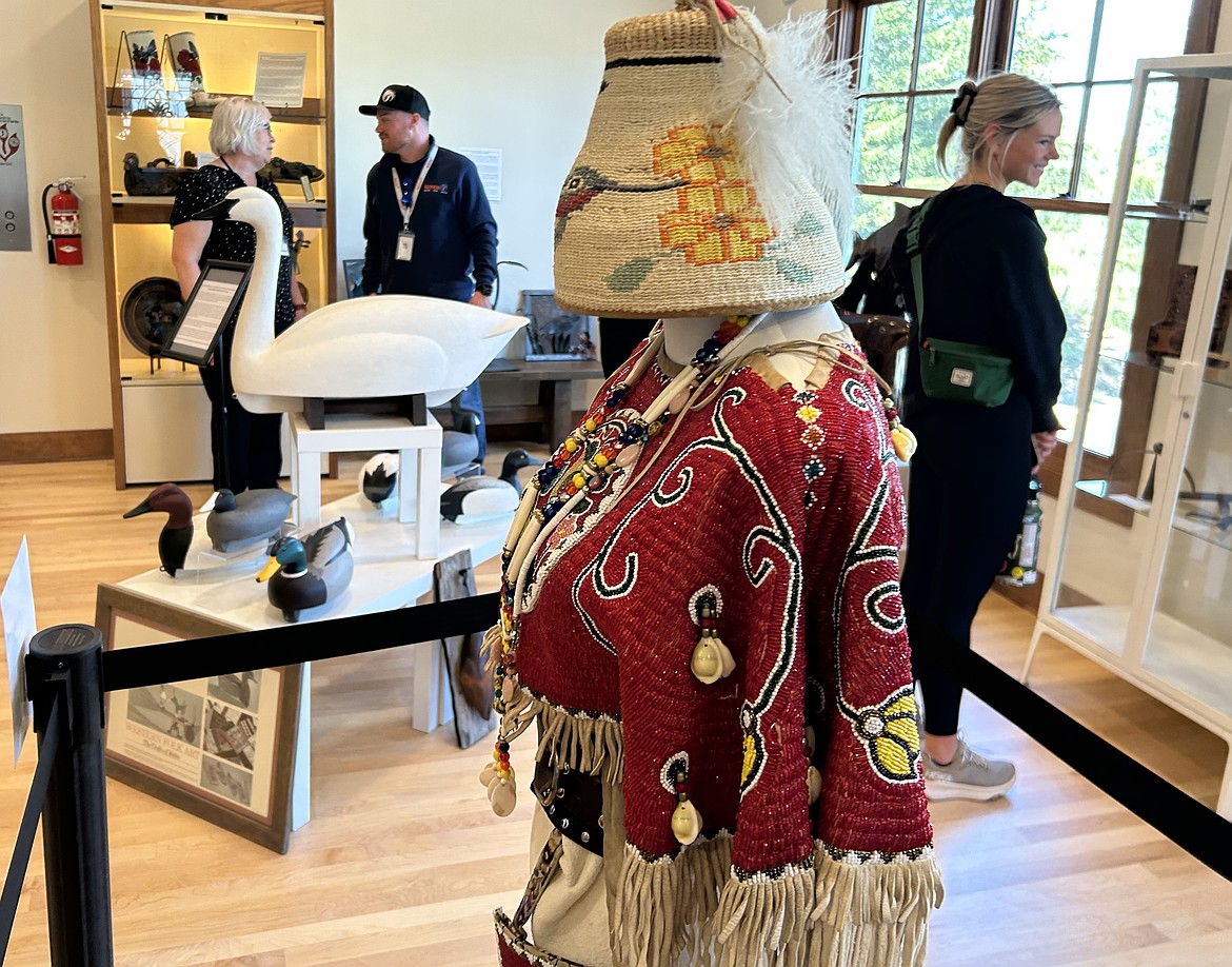 A beaded outfit by the late Philomena Nomee of the Coeur d'Alene Tribe is displayed at the Museum of North Idaho on Friday.