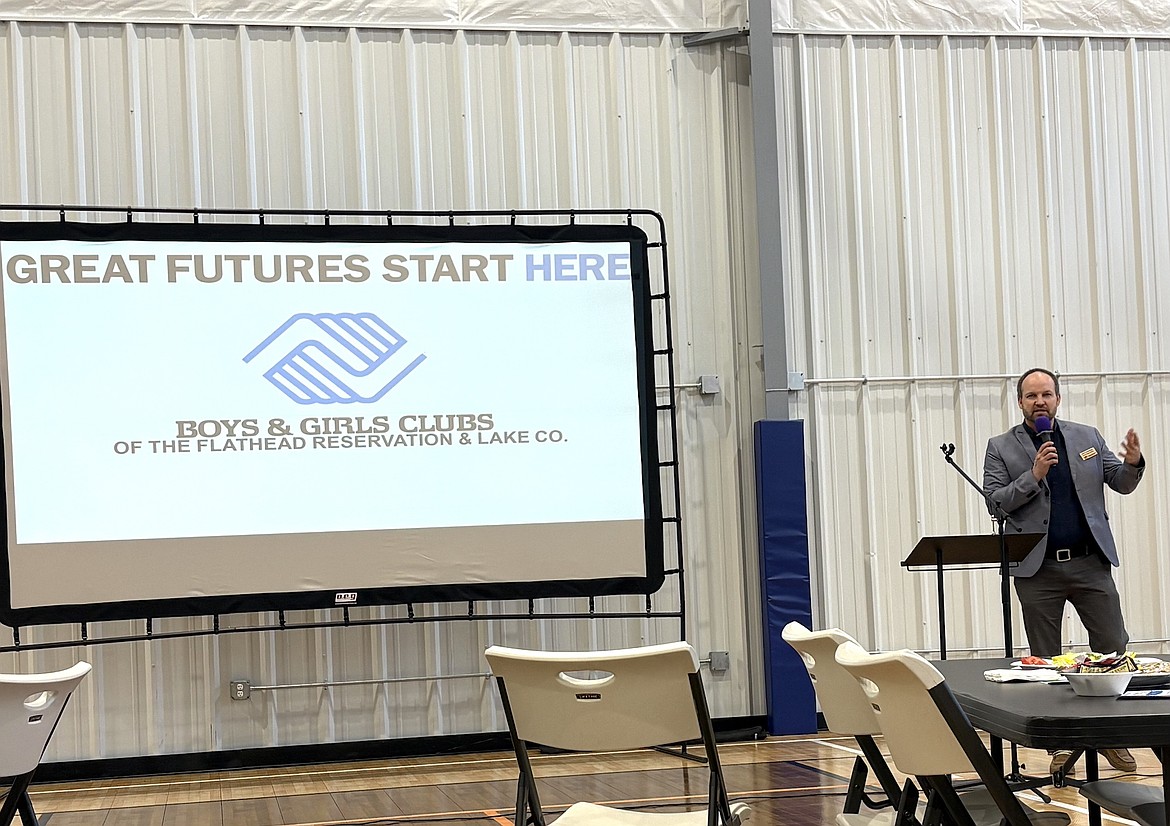 Area Boys and Girls Club CEO Aric Cooksley speak at the Futures Luncheon. (Kaleb Unger/Leader)