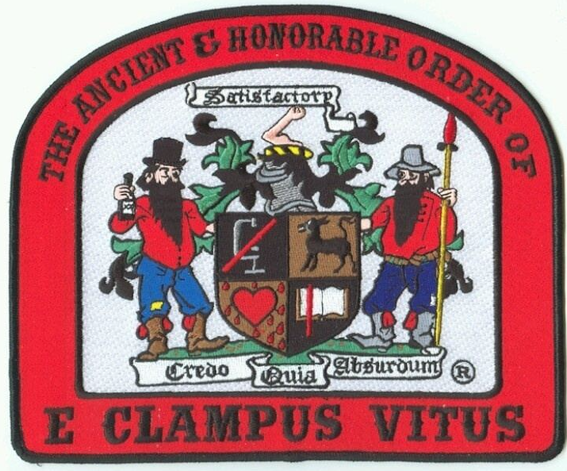 The official seal of the Ancient and Honorable Order of E Clampus Vitus, or Clampers.