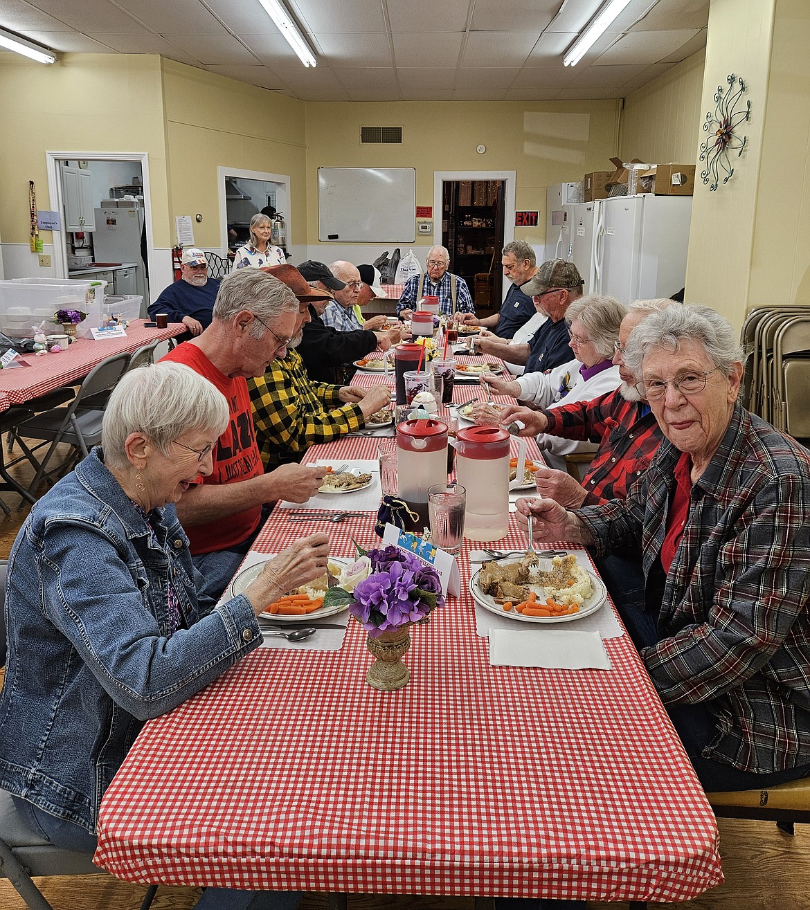 The H.E. Gritman Senior Center serves more than 300 meals a month, more than 100 of which are eaten at the center. The pork roast these folks are enjoying is a popular offering, as are barbecued ribs and meatloaf.