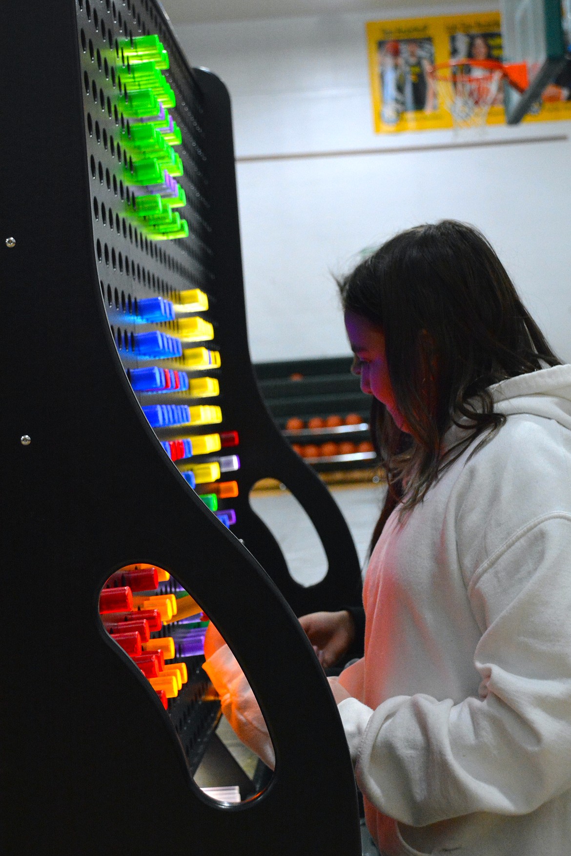 A giant version of a Lite-Brite, a childhood favorite, greeted students and parents at the St. Regis Family Science Night on Wednesday last week. (Mineral Independent/Quinlivan)