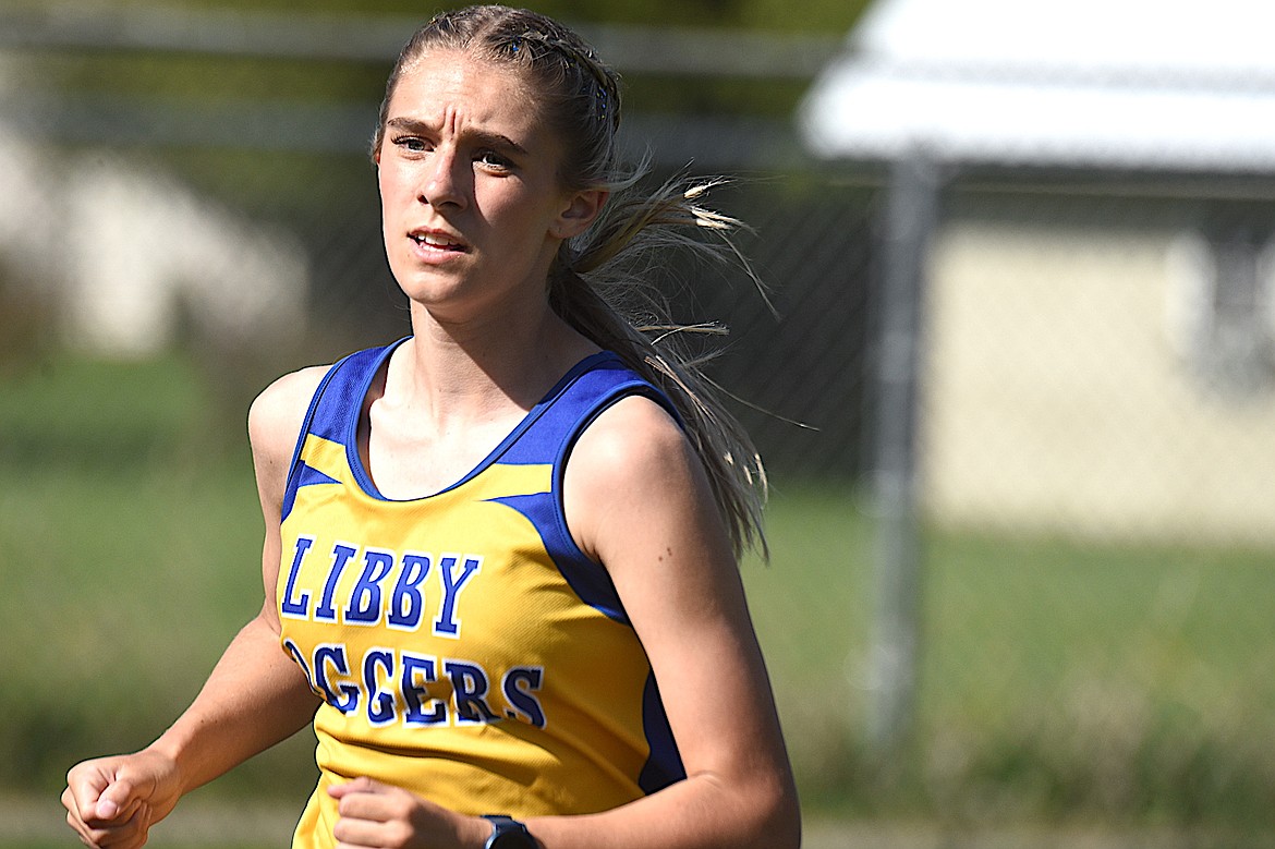 Libby's Capri Farmer competes during the Lincoln County Track and Field Meet Thursday, May 1, 2025. (Scott Shindledecker/The Western News)