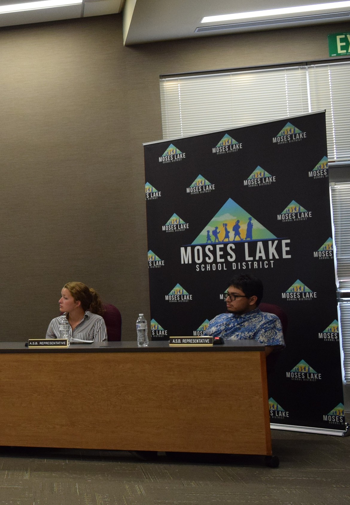 The Moses Lake School Board passed a policy allowing for up to four student representatives to serve on the board. Currently Moses Lake High School senior Javier Gonzalez and MLHS Senior Andee Steavens serve as the Associated Student Body board members.