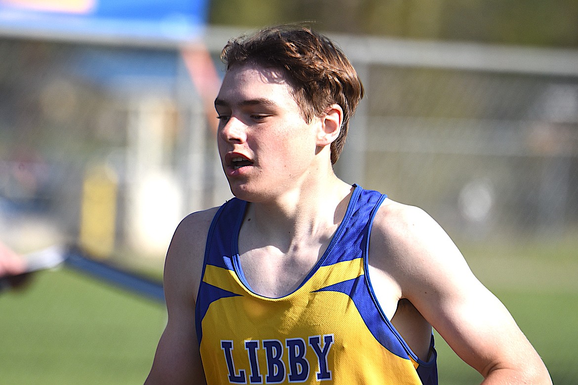 Libby's Cody Watson competed Thursday, May 1, 2025, in the Lincoln County Track and Field meet. (Scott Shindledecker/The Western News)