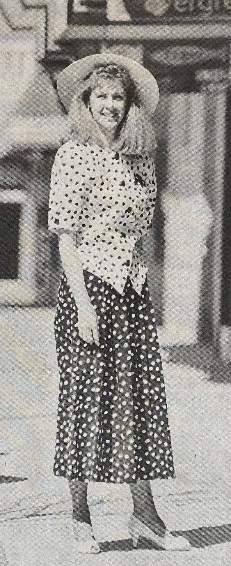 Lori Barnes (Isenberg) modeled for the Republican Women’s Club fashion show in May 1990.