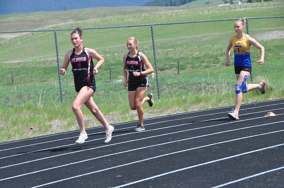 Plains sophomore Marina Tulloch, the defending Class B cross-country champ this past season, looks to stretch her lead at the District 7B track meet this past week.  (Photo by Sarah Naegeli)