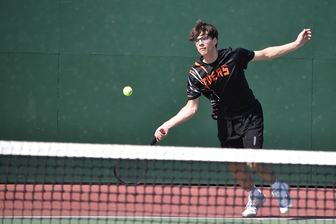 Josh Mullings played first singles for the Tigers and will be playing in the boys singles championship match today against Prosser’s Owen Hartliep.