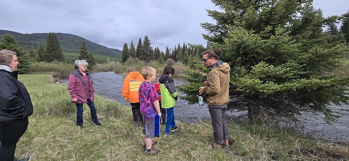 Yaak Valley Forest Council's Anthony South, far right, helped lead hands-on trips focused on local watershed health. May 13, Yaak School students explored two important watershed sites: the Upper Ford Ranger Station
River Site and the Vital Ground Foundation’s Broadie Habitat Preserve. (Courtesy photo)