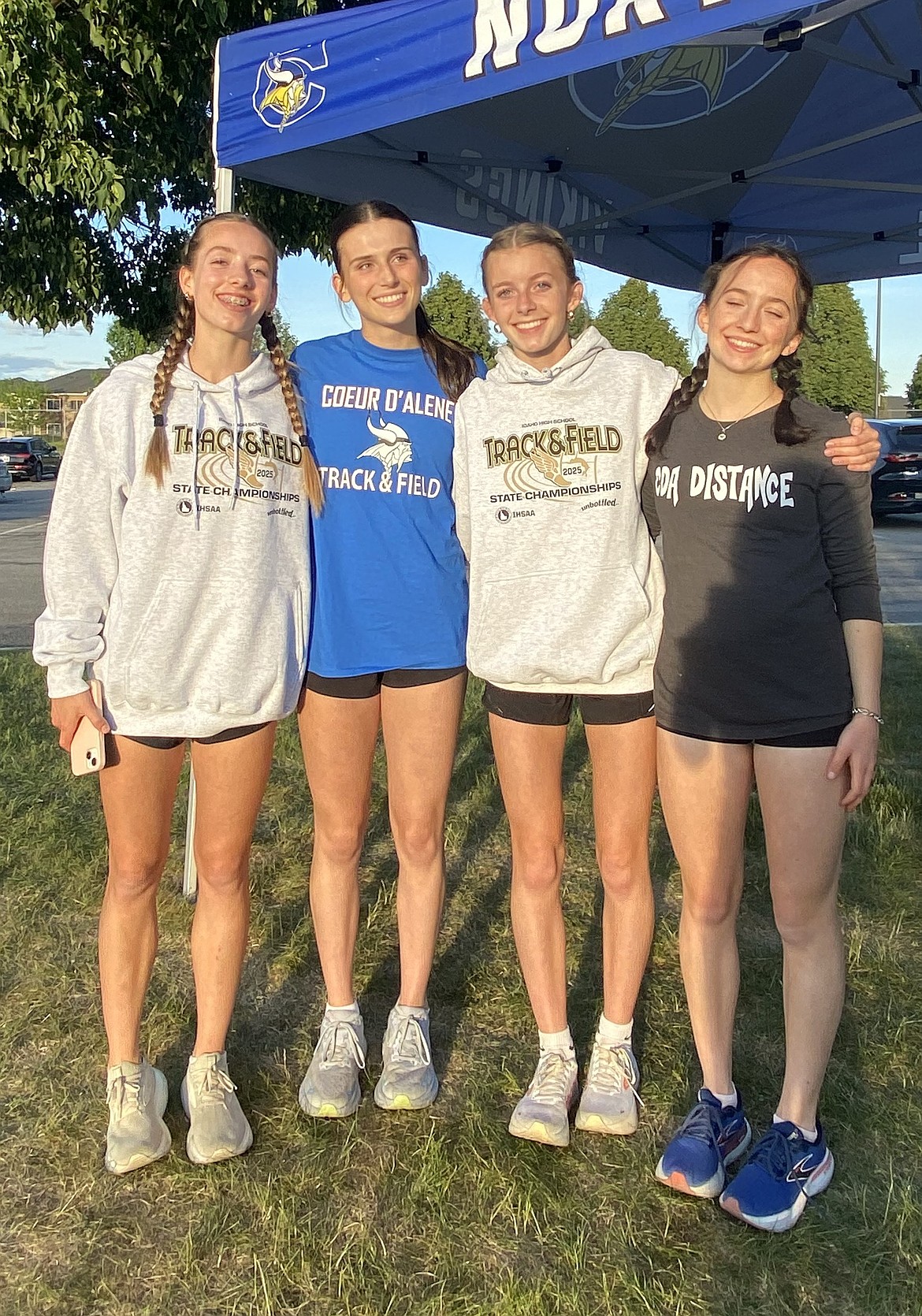 Courtesy photo
Coeur d'Alene placed sixth in the girls 4x800-meter relay at the state 6A track and field meet Friday at Mountain View High in Meridian. From left are Lily Dance, Chloe Frank, Paige Dance and Olivia May.