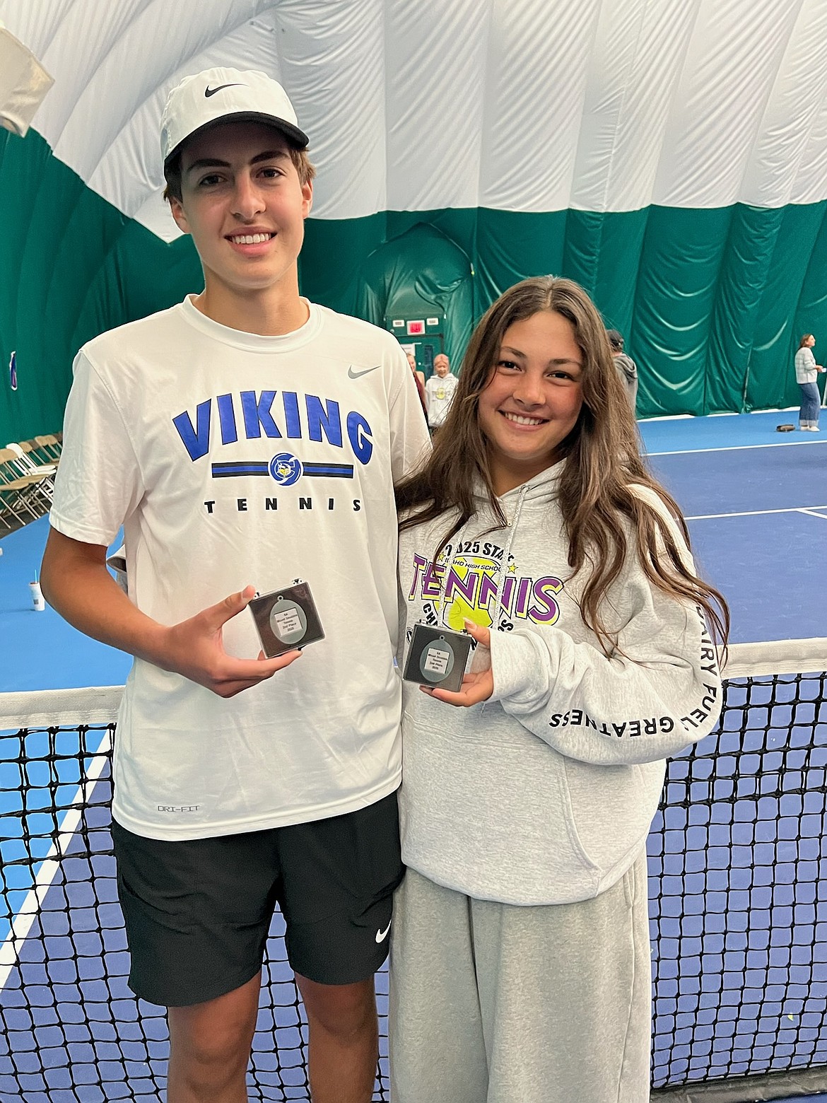Courtesy photo
The Coeur d'Alene mixed doubles team of Grant Johnson and Caitlin Combes finished runner-up in the state 6A tennis tournament on Saturday in Boise.