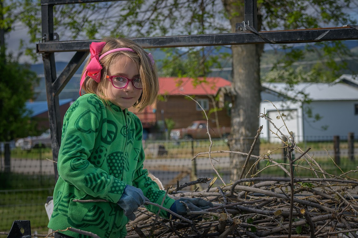 Plains Beautification Days youngest member Maggie Boon helps out for her 3rd year as a volunteer. (Tracy Scott/Valley Press)