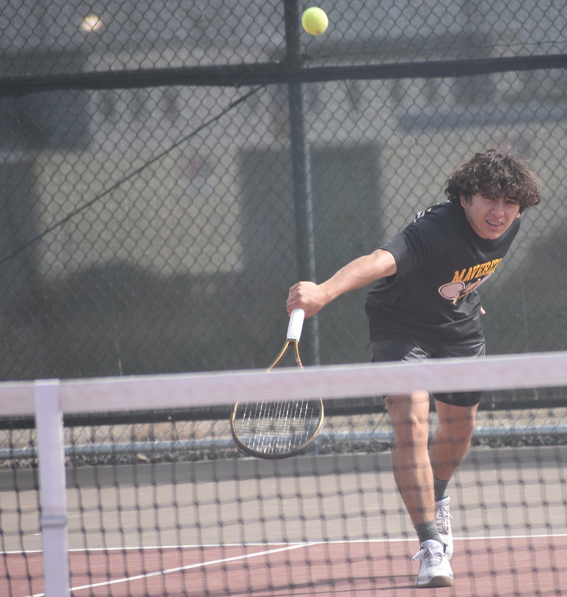Moses Lake's Cesar Portillo played in the second singles spot for the boys in the district tournament where he put up a solid performance.