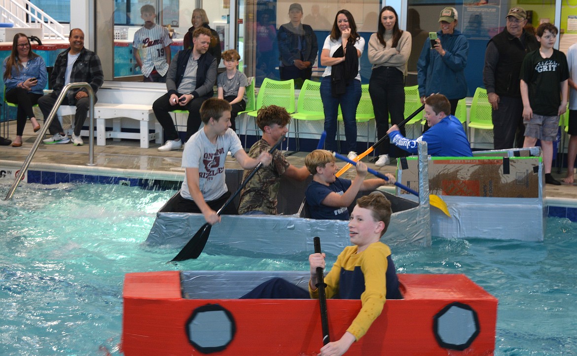 Liam Jurgensen paddles past his competitors in his boat inspired by "Ferris Bueller's Day Off."