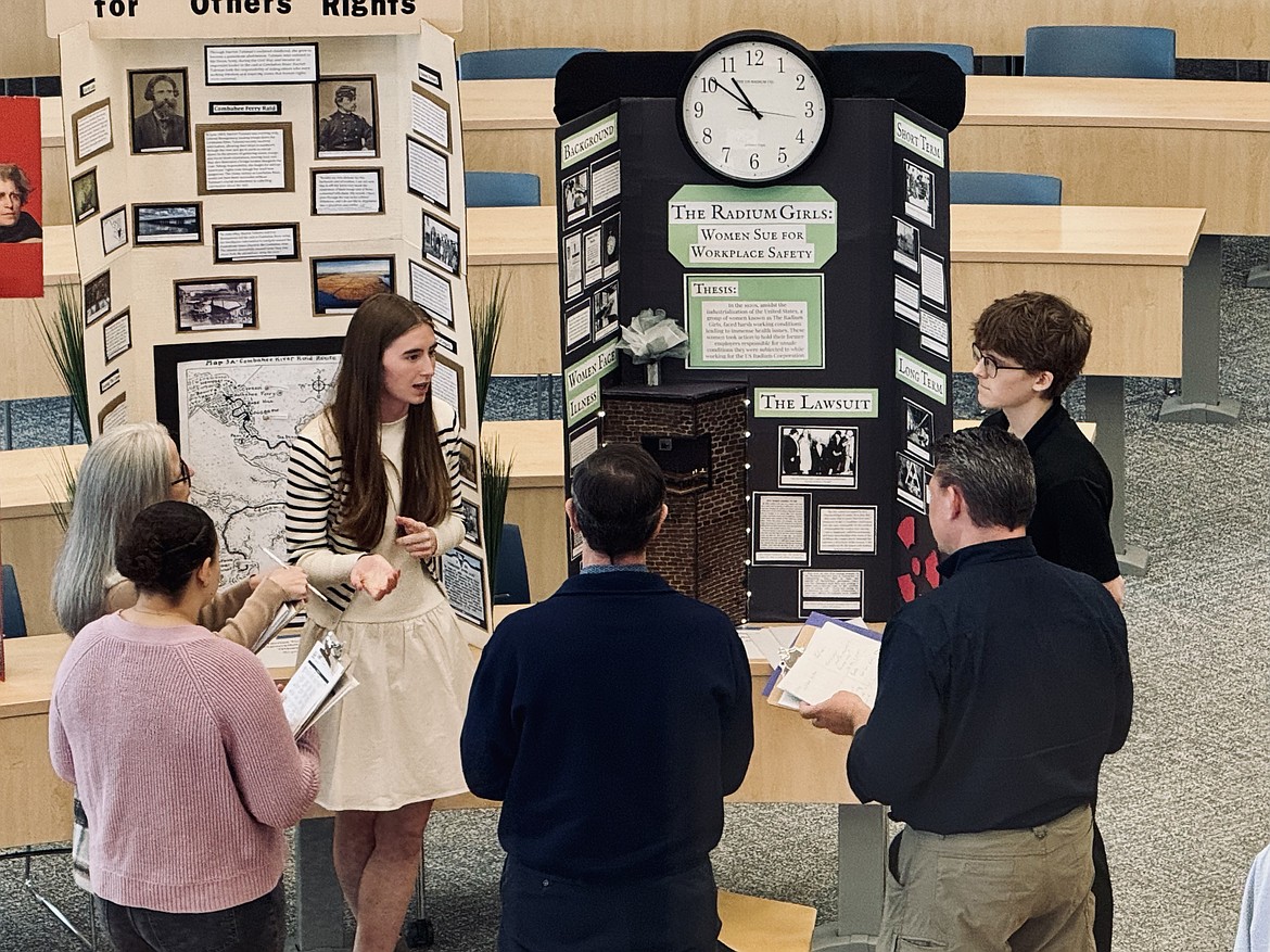 Many of the student's projects focused on worker's rights, including a project about the Radium Girls from Tatum Holman, Peyton Benson and James Raymond, which won an alternative spot for the national contest. (photo provided)