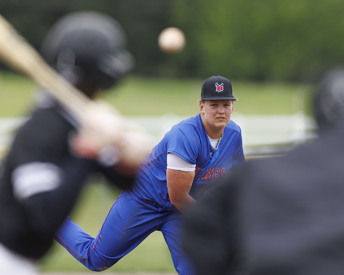 Bigfork varsity relief pitcher Holland Jantzen delivers a pitch against Corvallis. (Steve Mitchell photo)