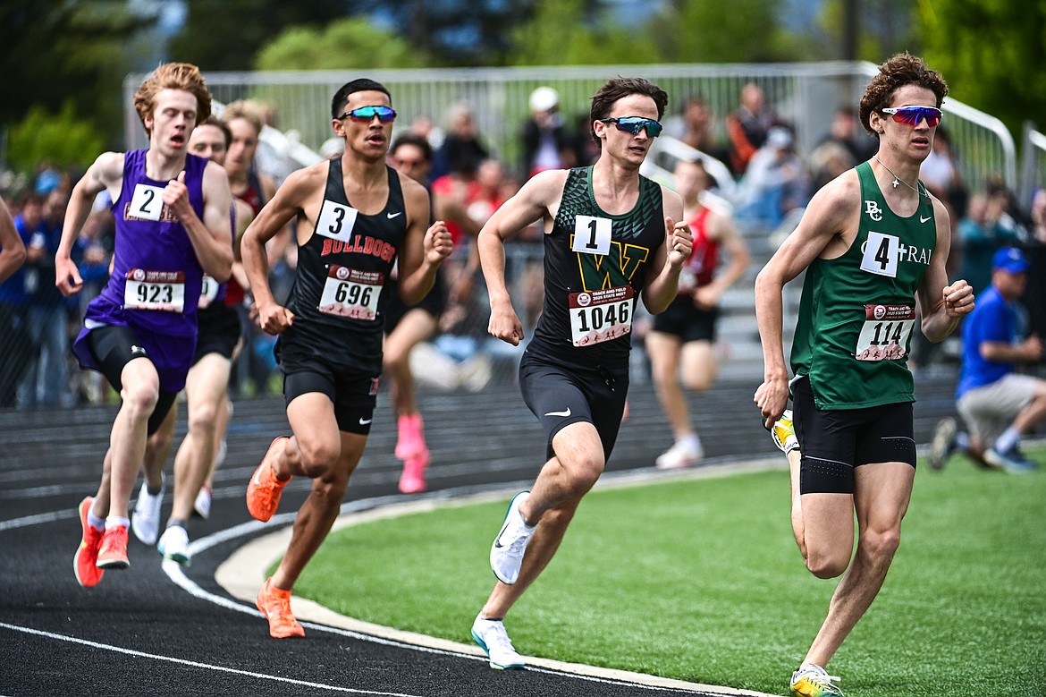 Whitefish's Simon Douglas took second place in the boys' 1,600 meter run at the Class A state track and field meet at Legends Stadium on Friday, May 23.