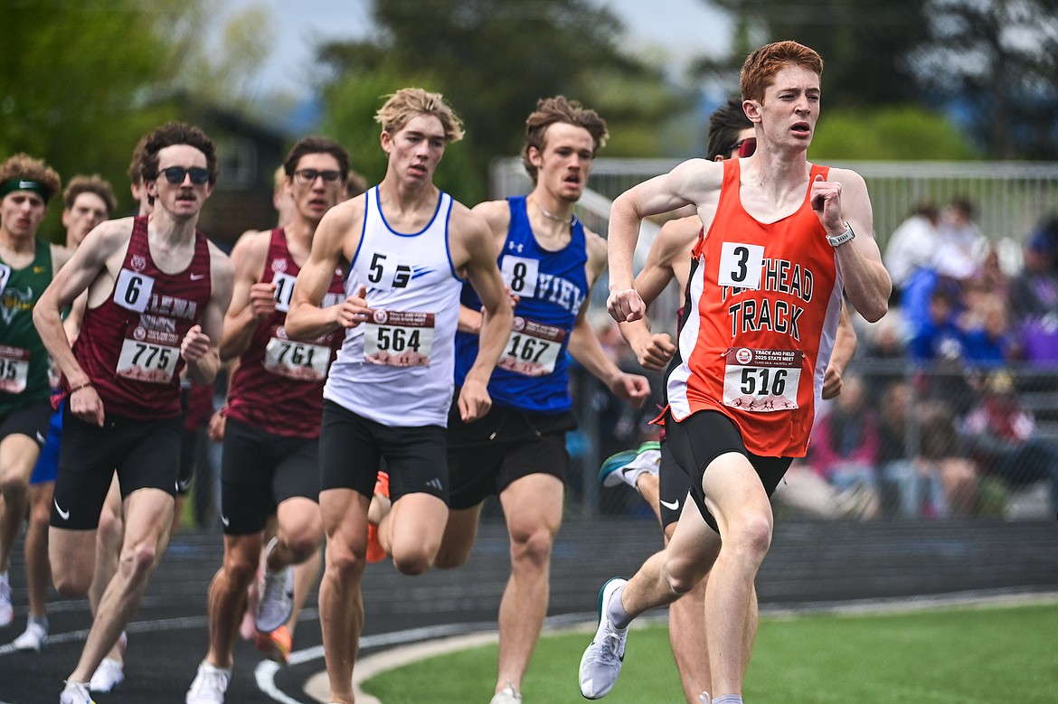 Flathead's Kasen Kastner placed third in the boys' 800 meter run at the Class AA state track and field meet at Legends Stadium on Friday, May 23.