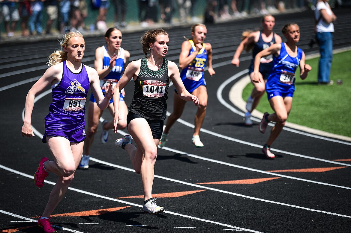 Whitefish's Rachael Wilmot took first place in the girls 200 meter run at the Class A state track and field meet at Legends Stadium on Saturday, May 24. (Casey Kreider/Daily Inter Lake)