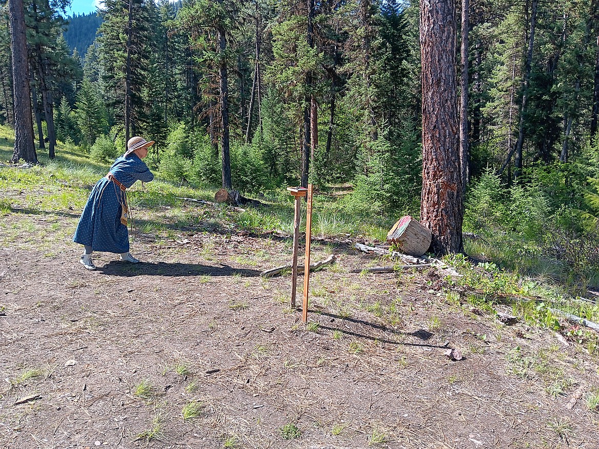 Women participate in the knife and tomahawk throwing as well as the pistol and flintlock shooting on the firing range. It may be called the Sapphire Mountain Men Wild Horse Rendezvous, but it is a big family event up Sawmill Gulch every Memorial Day weekend. (Monte Turner/Mineral Independent)