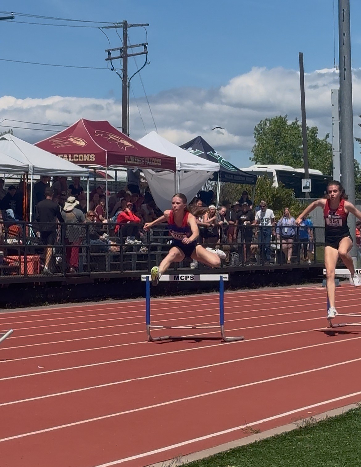 Superior's Ava White clears a hurdle on her way to a fourth-place finish in the 300-meter hurdles during the Class B State track and field championships this past weekend in Missoula. (Superior staff courtesy photo)