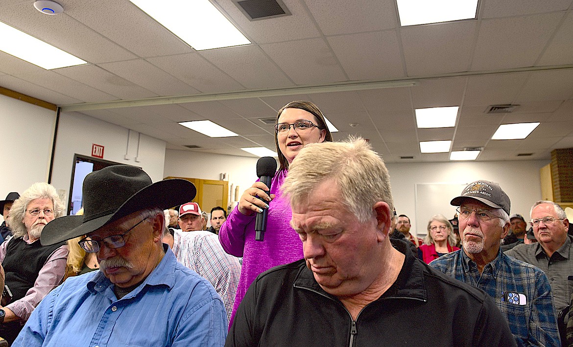 A crowd of Lake County property owners showed up for a public hearing last week at the courthouse in Polson to protest a proposed a resolution that would have required a "Notice of Construction" for a range of building projects. (Kristi Niemeyer/Leader)