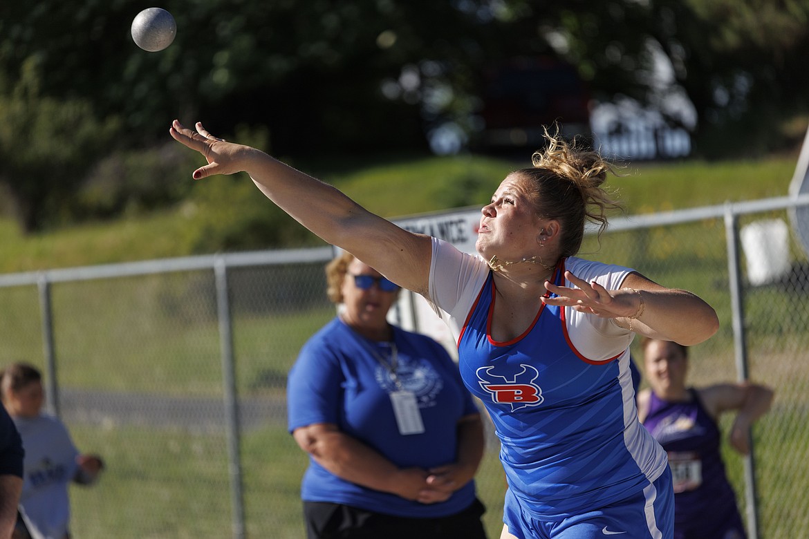 Millie Hall competes at the Montana state AA and A track and field championships.