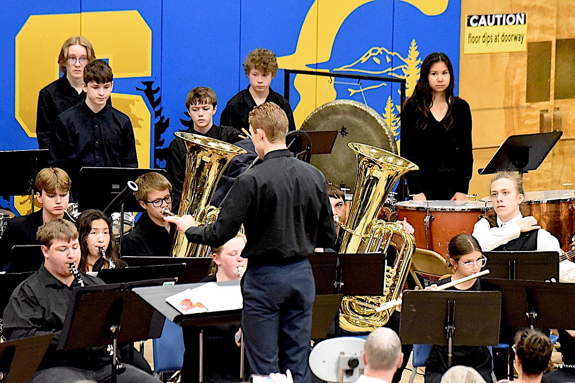 The Libby High School band performs during graduation ceremonies Saturday, May 31, 2025, in Ralph Tate Gymnasium. (Scott Shindledecker/The Western News)