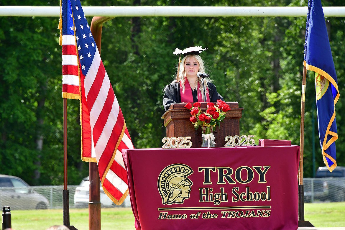 Troy High School Senior Class President Cortenie Rogers speaks during graduation ceremonies Saturday, May 31, 2025. (Courtesy photo)