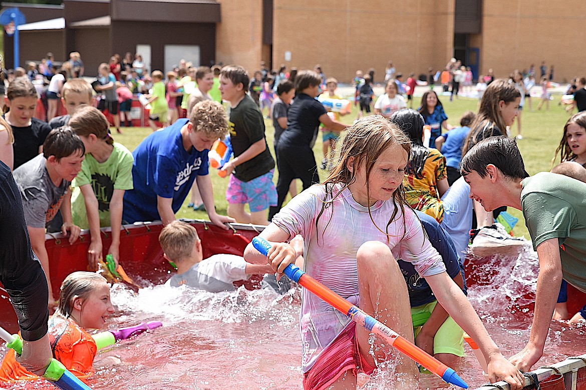 Libby Elementary School's annual water fight tradition continued Wednesday, June 4, 2025, with Kootenai National Forest fire crews providing the water tanks and some good-hearted resistance. (Scott Shindledecker/The Western News)