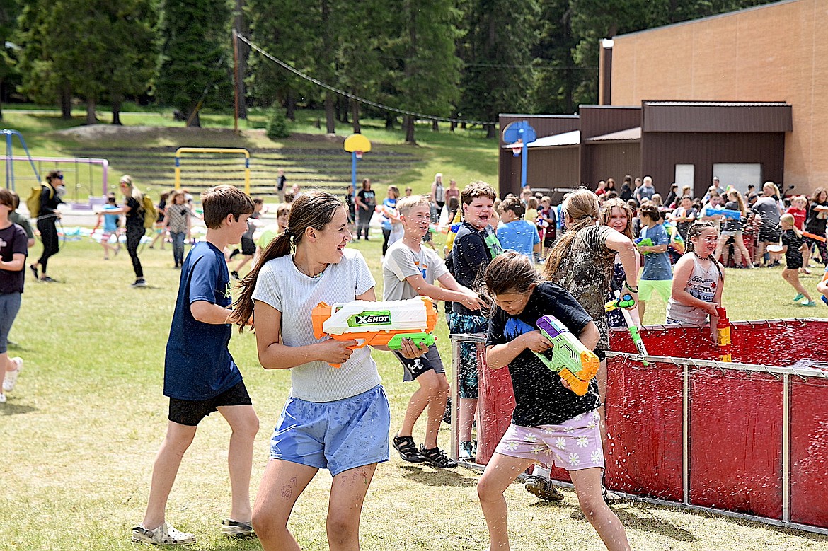 Libby Elementary School's annual water fight tradition continued Wednesday, June 4, 2025, with Kootenai National Forest fire crews providing the water tanks and some good-hearted resistance. (Scott Shindledecker/The Western News)