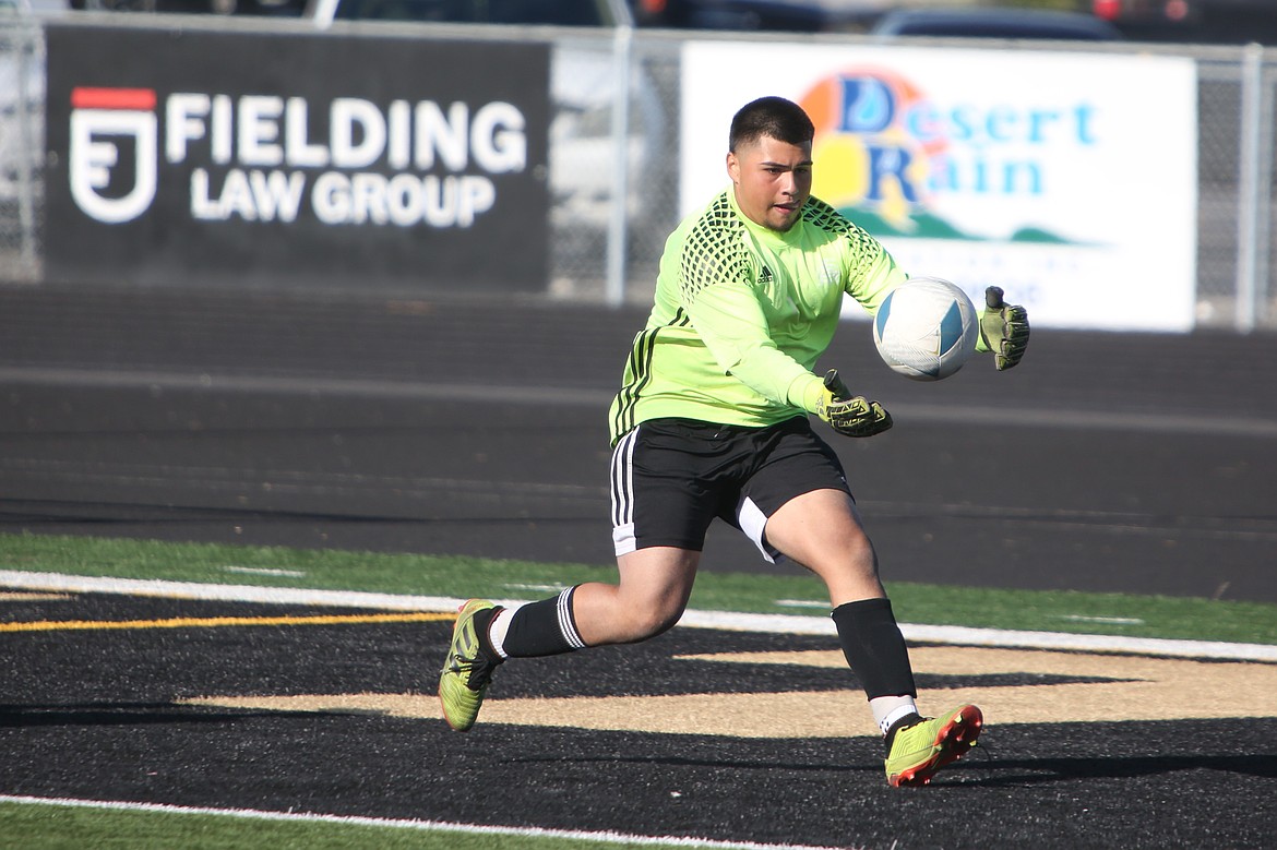 The Knights’ Alex Arceo making a save in a previous game. Arceo is a key loss according to head coach Jens Jensen, who says having a special goalkeeper is important to a winning team.