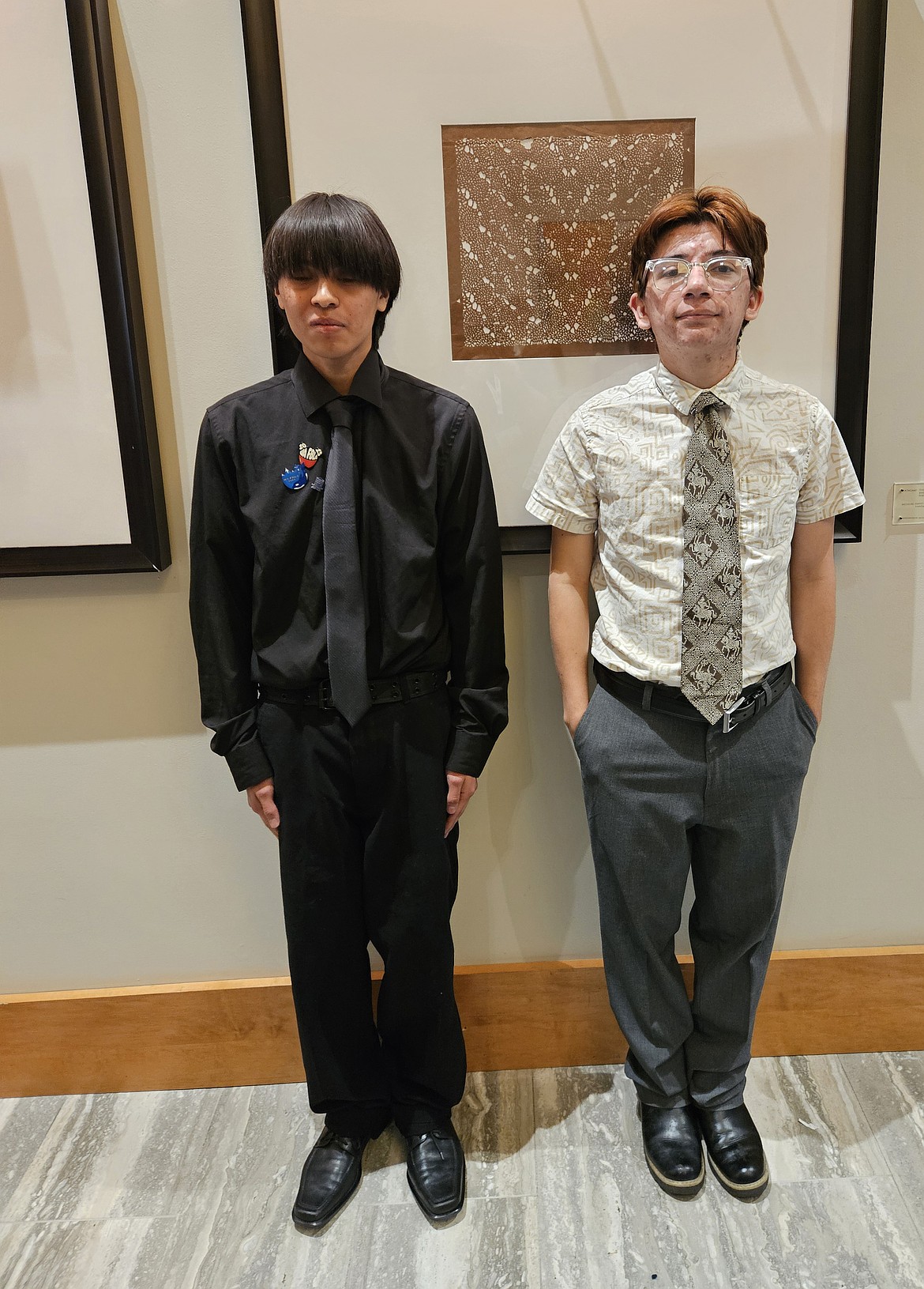 The team of Neri Hernandez, left, and Jaden Salazar scored seventh in the state video game programming competition, not high enough to assure a berth at nationals but enough to be an alternate.