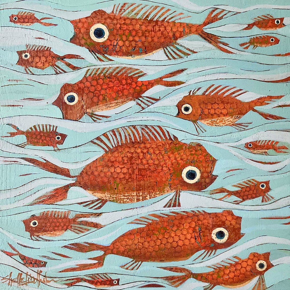 "Curious Coi," Shelle Lindholm, acrylic on panel.