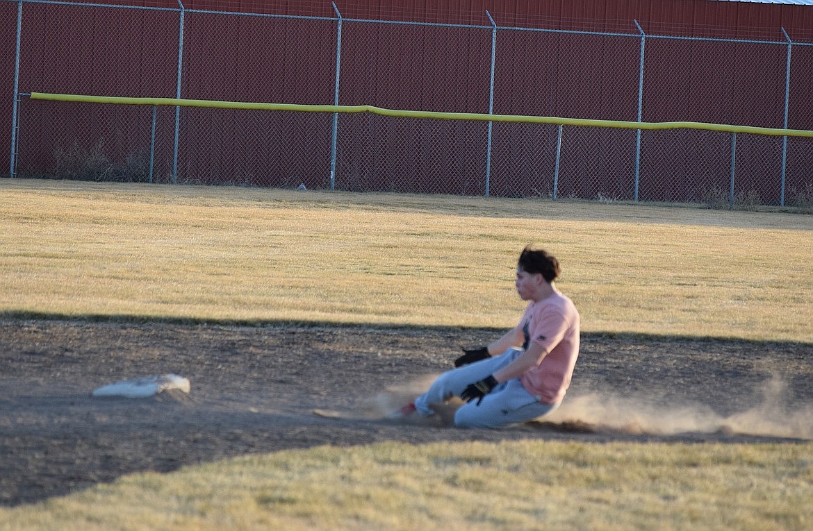 The Wahluke Warriors were set to hustle at the beginning of the season as shown by this player sliding into second during a practice.
