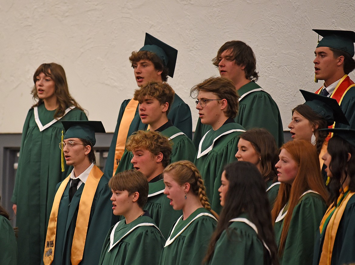 Whitefish High School choir sings at the graduation ceremony Saturday. (Kelsey Evans/Whitefish Pilot)