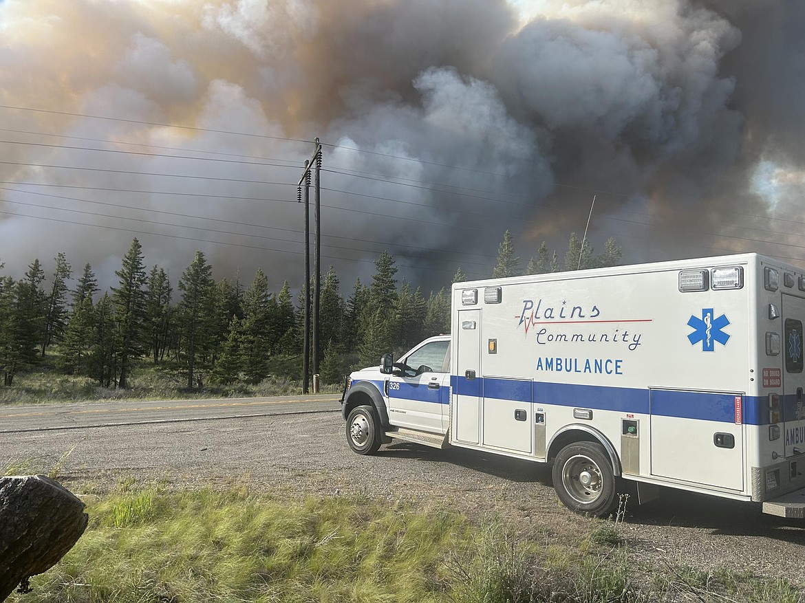 Plains Community Ambulance staged during Banana Lake Fire initial attack on May 31, 2025.