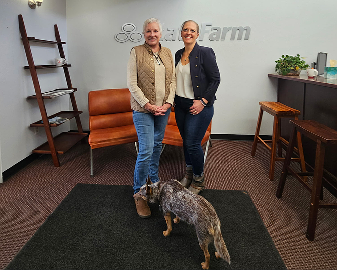 Jennifer Chandler (pictured on the right) recently took over the Kellogg State Farm office from Anita Wardwell (left). Chandler has been working for State Farm since 2008. Also pictured is the Sedona, the office pup.