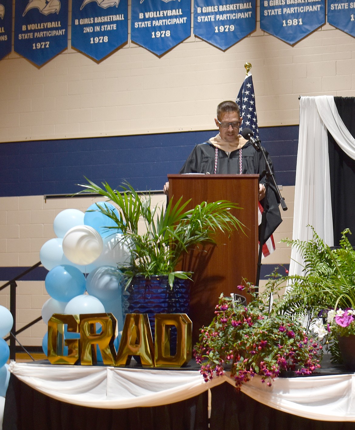 Soap Lake High School Principal William Britt addresses the Class of 2025 for the last time May 31.
