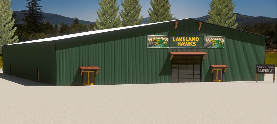 A rendering of the future fieldhouse at Lakeland High School.