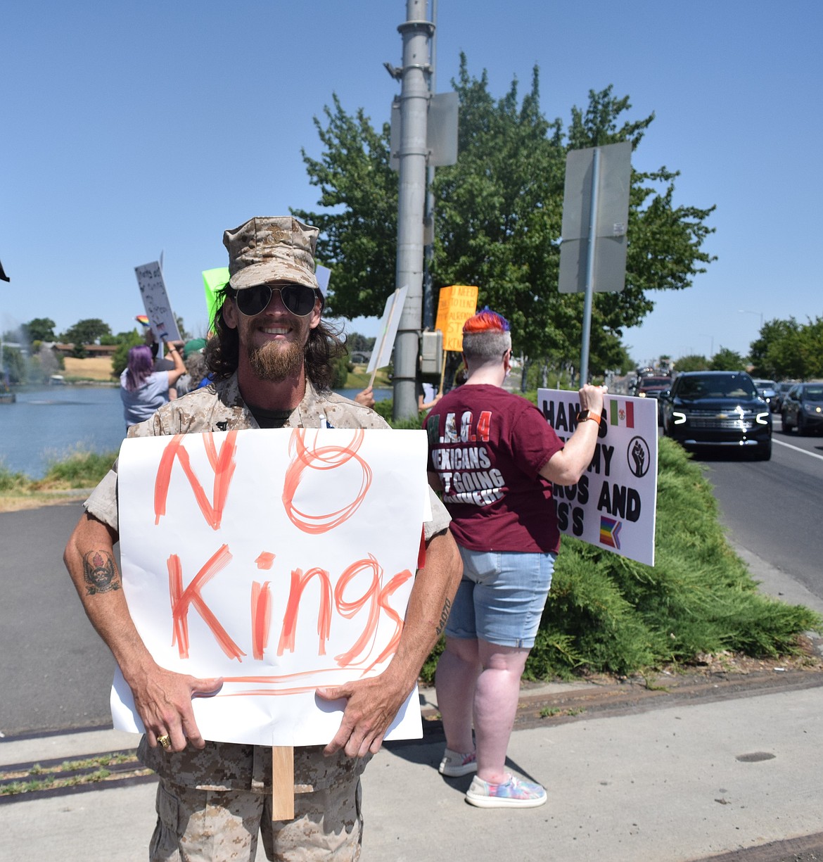 Dustin, who asked for his last name not to be published for fear of retribution, said he is a retired veteran. He served for three years but had a stroke in 2012 when he was honorably discharged. He said he is upset that Donald Trump is not upholding his oath of office.