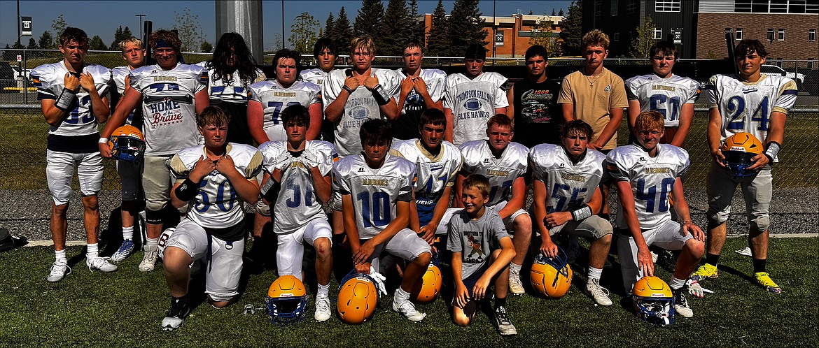 Members of the Thompson Falls Blue Hawks team pose for a photo during the annual Montana Tech football camp in Butte. (Courtesy photo)