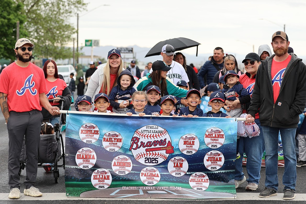 The Braves march in the youth baseball Opening Day 2025 parade. Othello has a year-round rec program for children, said Recreation Coordinator Valerie Hernandez.