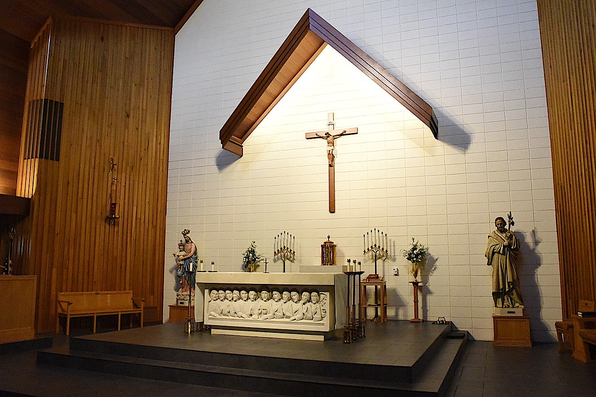 The beautifully redone altar at St. Joseph Catholic Church in Libby. (Scott Shindledecker/The Western News)
